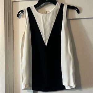 Topshop Black and White Sleeveless Blouse
